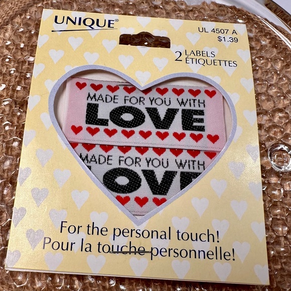 💛 Vintage UNIQUE Sewing Labels — “Made for You with LOVE” 💛 - Picture 1 of 3